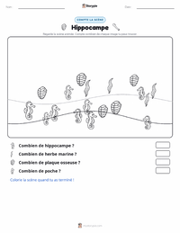 Aperçu de la feuille de travail imprimable Hippocampe Jaune