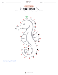 Aperçu de la feuille de travail imprimable Hippocampe Jaune