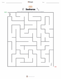 Seahorse printable worksheet preview
