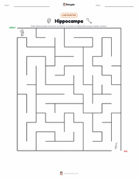Aperçu de la feuille de travail imprimable Hippocampe Jaune