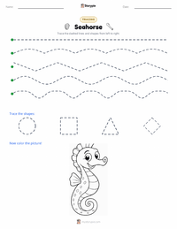 Seahorse printable worksheet preview