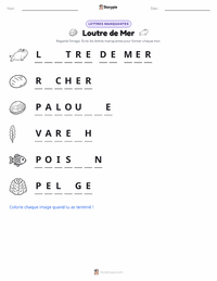 Aperçu de la feuille de travail imprimable Loutre de mer