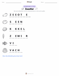 Zeeotter afdrukbare werkblad voorbeeld