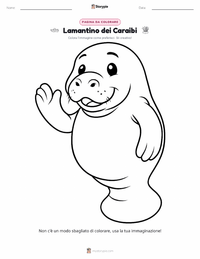 Pagina da colorare di Lamantino dei Caraibi per bambini