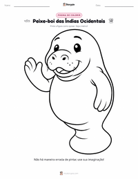 Página de colorir Peixe-boi-das-Caraíbas para crianças