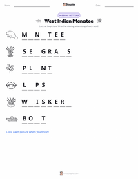 West Indian Manatee printable worksheet preview