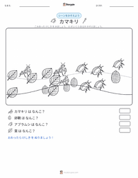 カマキリ の印刷可能ワークシートプレビュー