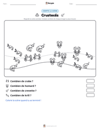 Aperçu de la feuille de travail imprimable Crustacés