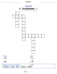 Crustaceans printable worksheet preview