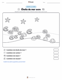 Aperçu de la feuille de travail imprimable Étoile de mer ocre