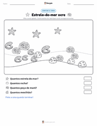 Prévia da folha de atividades imprimível Estrela-do-mar Ocre