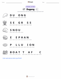 Dugong printable worksheet preview