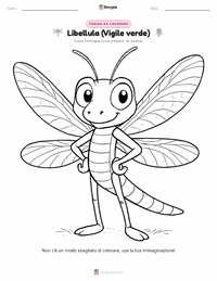 Pagina da colorare di Libellula (Anax junius) per bambini
