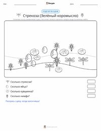 Стрекоза (Зелёный коромысленник) предварительный просмотр распечатываемого рабочего листа