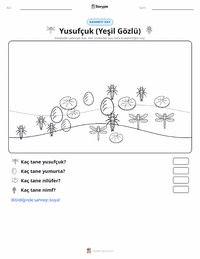 Yusufçuk (Yeşil Mozaik Yusufçuğu) yazdırılabilir çalışma sayfası önizlemesi