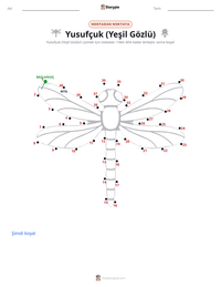 Yusufçuk (Yeşil Mozaik Yusufçuğu) yazdırılabilir çalışma sayfası önizlemesi