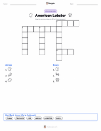 American Lobster printable worksheet preview