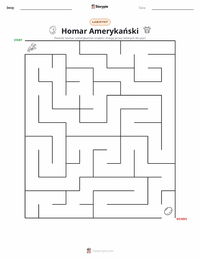 Podgląd drukowalnego arkusza ćwiczeń Homar amerykański