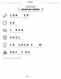 American Lobster printable worksheet preview