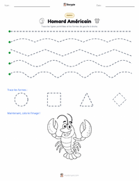 Aperçu de la feuille de travail imprimable Homard américain
