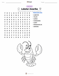 Prabaca lembar kerja cetak Lobster Amerika