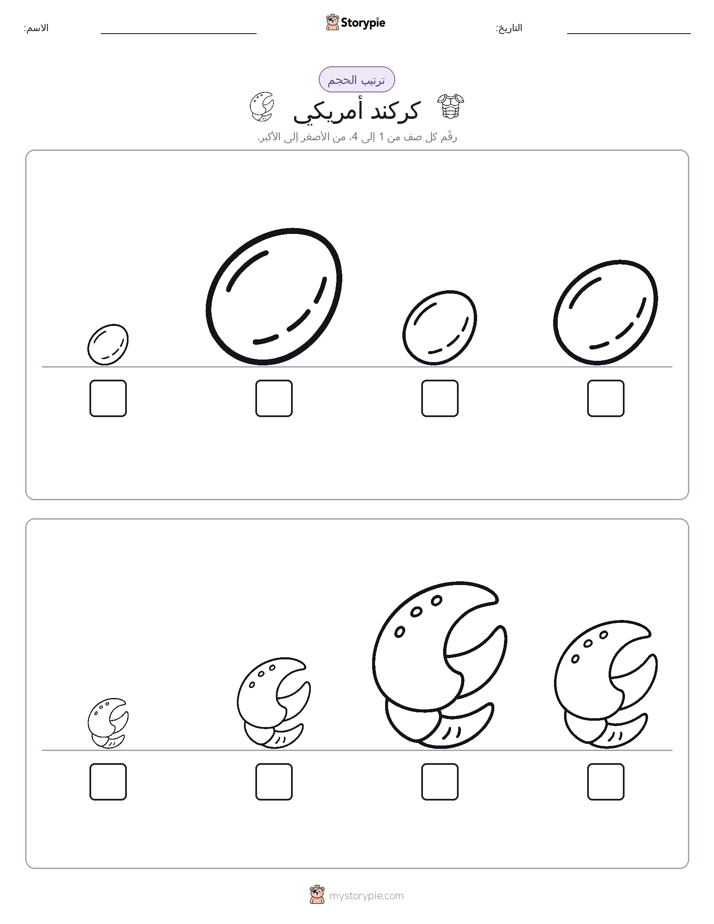 ترتيب الحجم