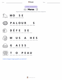 Aperçu de la feuille de travail imprimable Morse