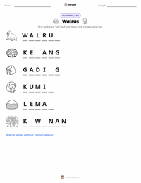 Prabaca lembar kerja cetak Walrus