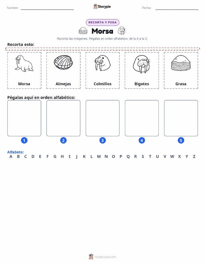 Cortar y Pegar el Alfabeto