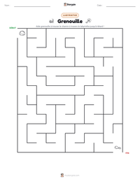 Aperçu de la feuille de travail imprimable Grenouille