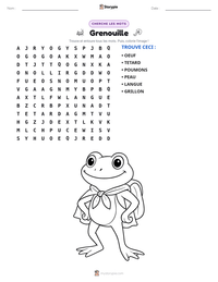Aperçu de la feuille de travail imprimable Grenouille