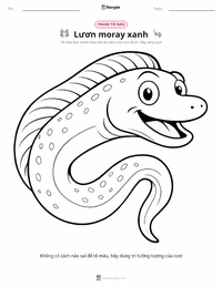 Trang tô màu Cá chình moray xanh cho trẻ em