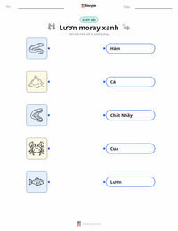 Tài liệu in sẵn Cá chình moray xanh cho trẻ em