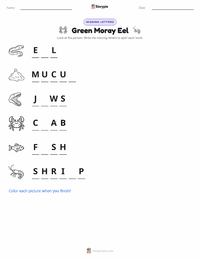 Green Moray Eel printable worksheet preview