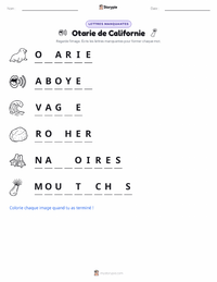 Aperçu de la feuille de travail imprimable Otarie de Californie