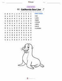California Sea Lion printable worksheet preview