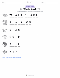 Whale Shark printable worksheet preview