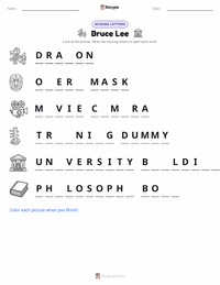 Bruce Lee printable worksheet preview
