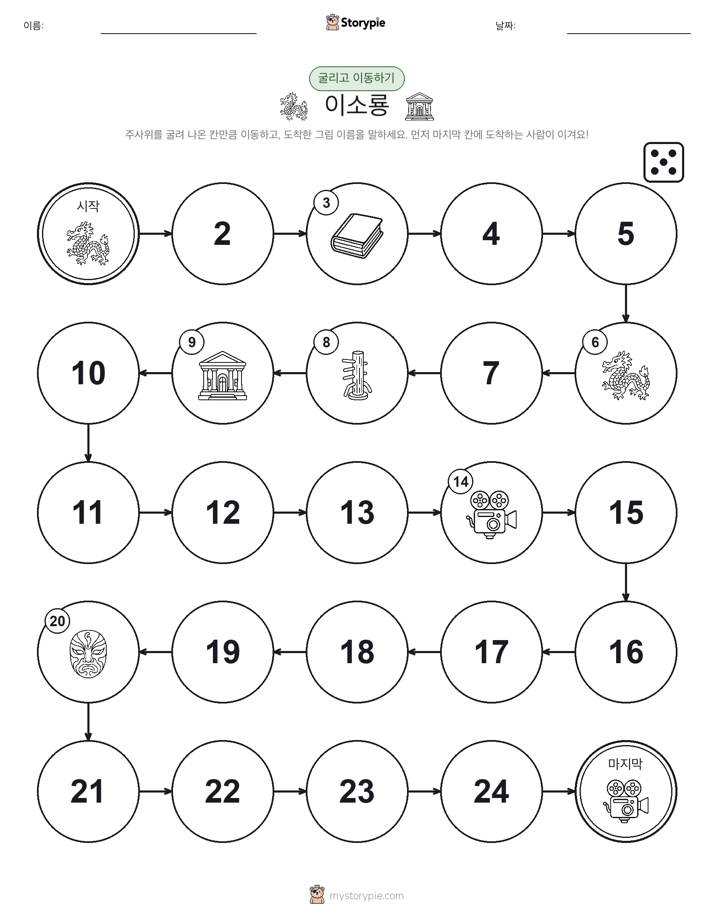 주사위 굴리고 이동하기 게임