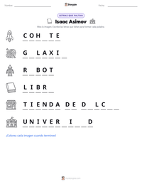 Vista previa de la hoja de trabajo imprimible de Isaac Asimov