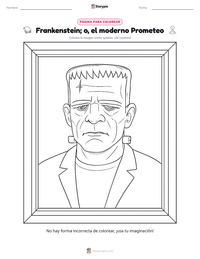 Vista previa de la hoja de trabajo imprimible de Frankenstein; o, el moderno Prometeo