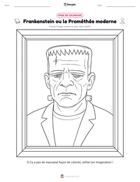 Aperçu de la feuille de travail imprimable Frankenstein ou le Prométhée moderne