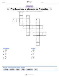 Vista previa de la hoja de trabajo imprimible de Frankenstein; o, el moderno Prometeo