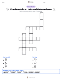 Aperçu de la feuille de travail imprimable Frankenstein ou le Prométhée moderne