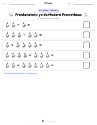 Frankenstein; ya da Modern Prometheus yazdırılabilir çalışma sayfası önizlemesi