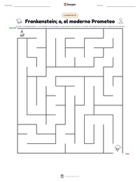 Vista previa de la hoja de trabajo imprimible de Frankenstein; o, el moderno Prometeo