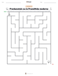 Aperçu de la feuille de travail imprimable Frankenstein ou le Prométhée moderne
