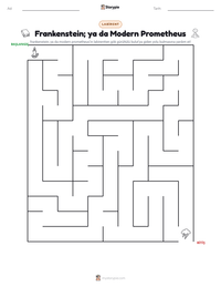 Frankenstein; ya da Modern Prometheus yazdırılabilir çalışma sayfası önizlemesi