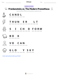 Frankenstein; or, The Modern Prometheus printable worksheet preview