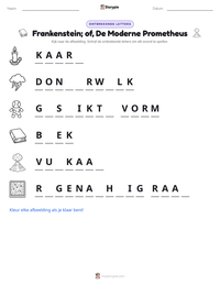 Frankenstein; of, De Moderne Prometheus afdrukbare werkblad voorbeeld
